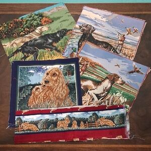 17 Dog-Themed Fabric Panels + 2 Strips For Craft /Sewing  6352